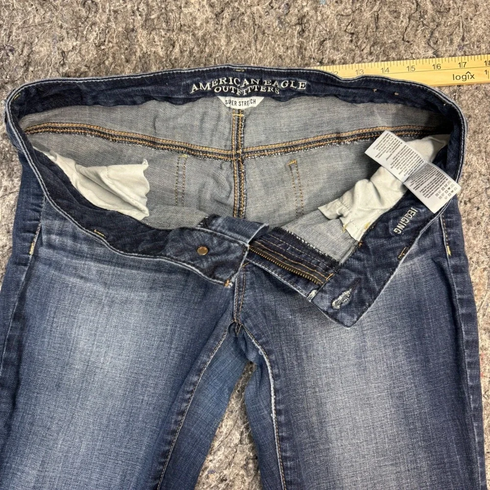American Eagle Super Stretch Jegging Jeans Dark Wash Blue Low Rise Womens 10 Reg